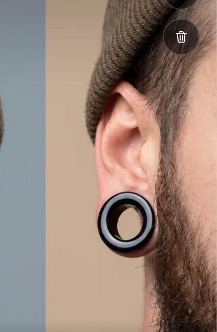 Black Agate Stone Tunnels – Double Flared Ear Gauges