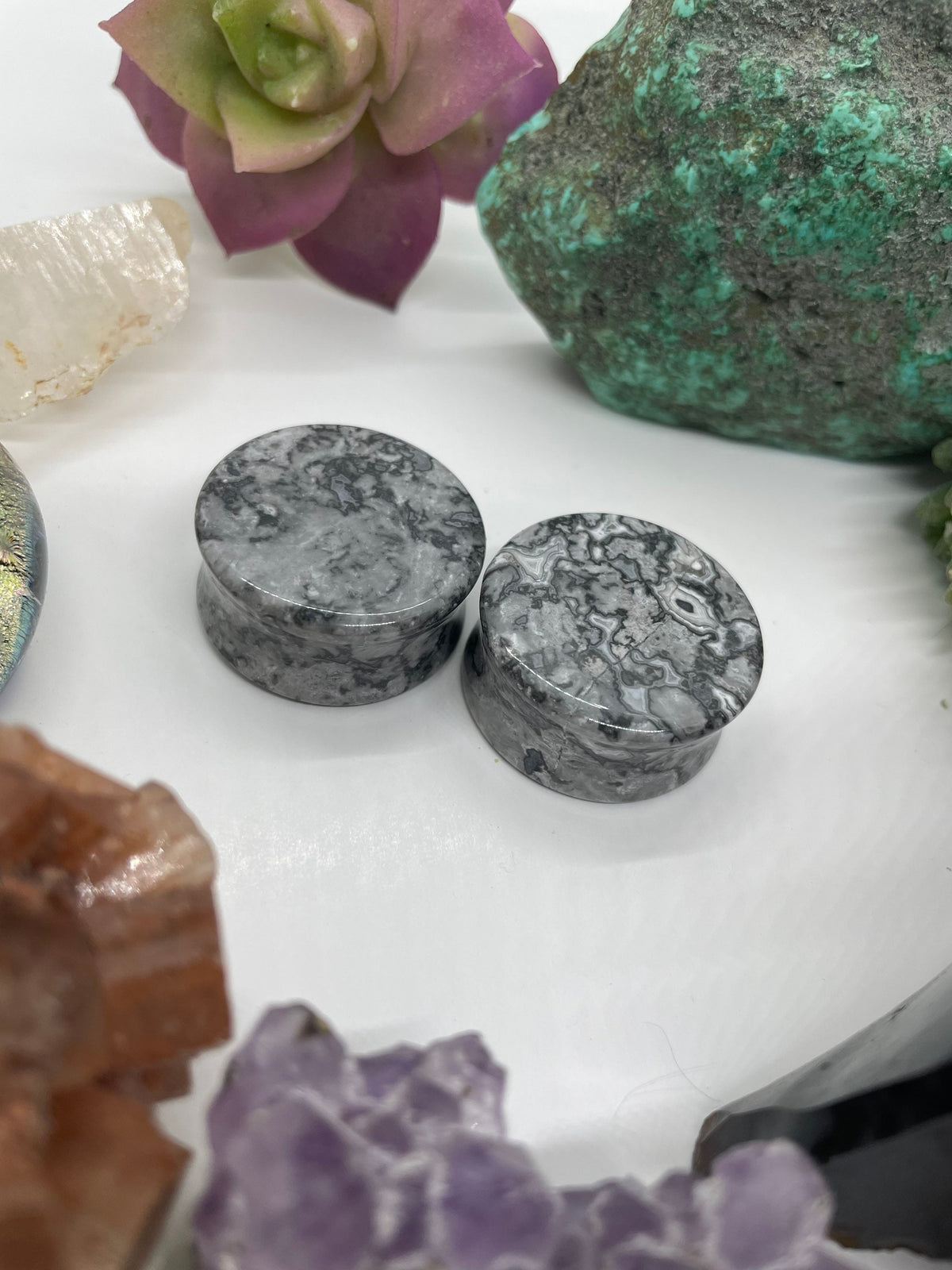 OOAK Wave Jasper Plugs – 1" (25mm)