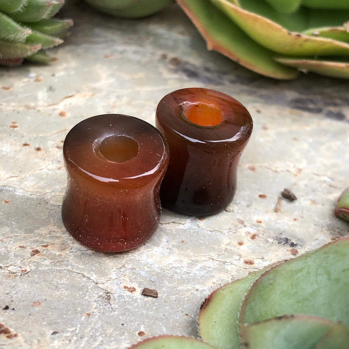 OOAK Red Agate Stone Tunnels – 7/16" (11mm)