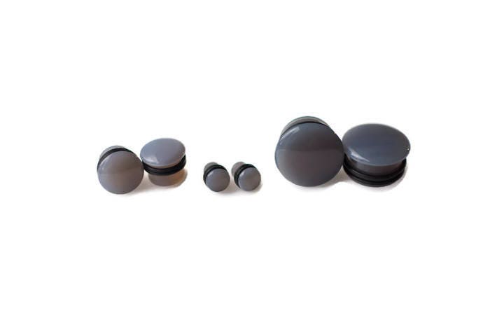Grey Agate Plugs – Single Flared Stone Gauges