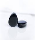 Black Onyx Teardrop Stone Plugs – Double Flared Ear Gauges