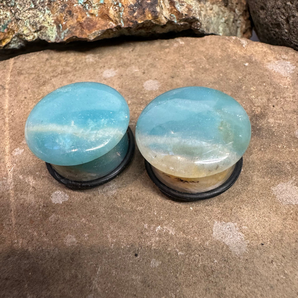 OOAK Amazonite Plugs – 3/4" (19mm) Single Flared