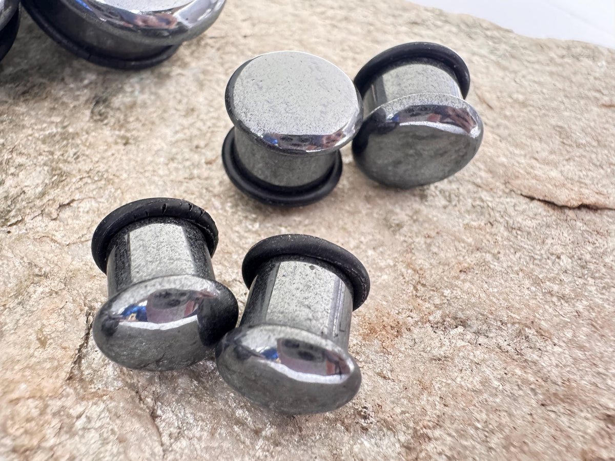 Hematite Single Flared Stone Plugs – Ear Gauges