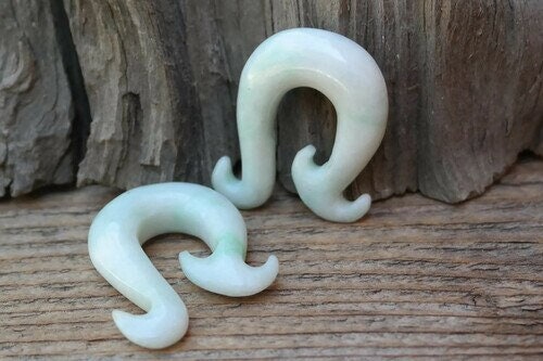 OOAK Jadeite Wave Hook Earrings – 7/16" (11mm)