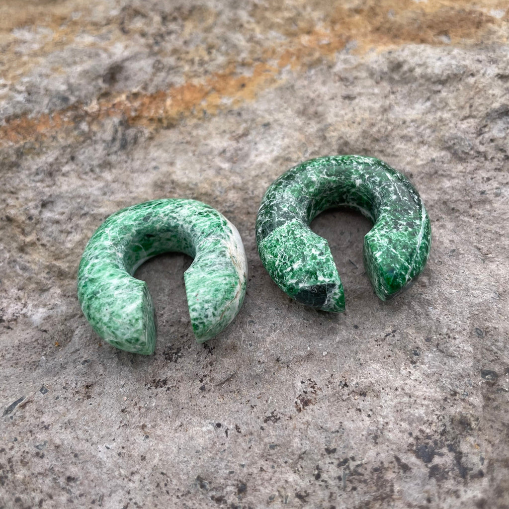 OOAK Green Marble Donut Ear Hangers – 00g (9.5mm)