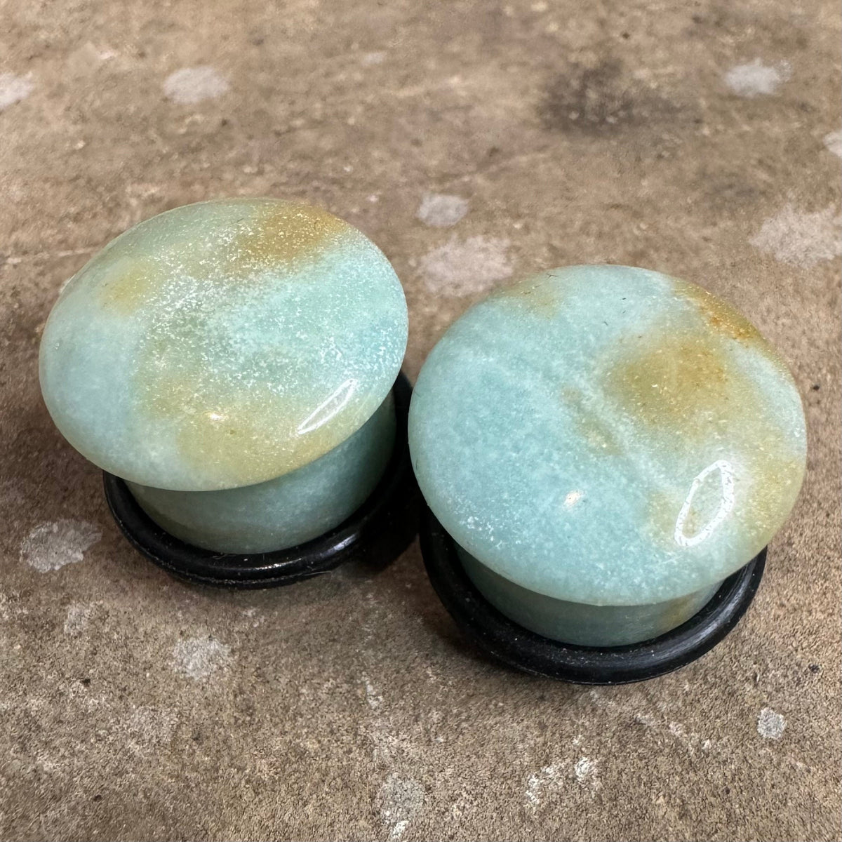 OOAK Amazonite Plugs – 9/16" (14mm) Single Flared