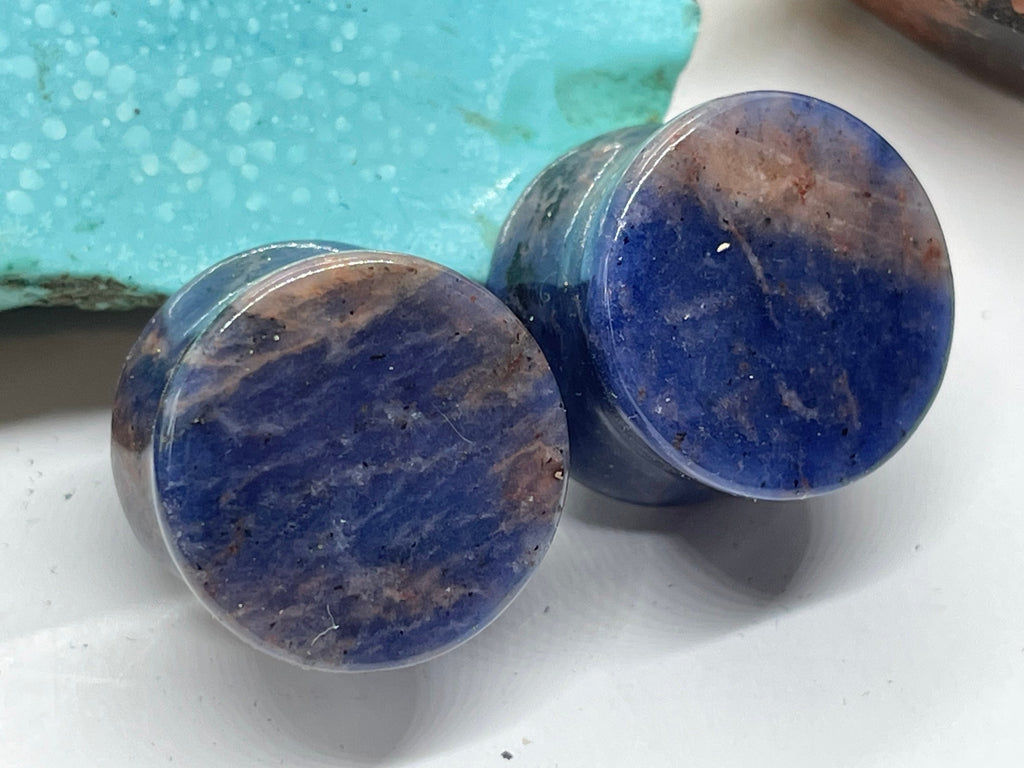 OOAK Blue Sodalite Stone Plugs – 5/8" (16mm)