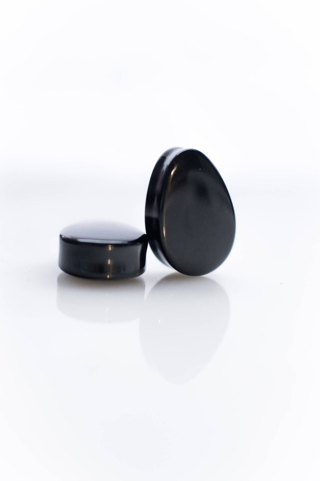 Black Onyx Teardrop Stone Plugs – Double Flared Ear Gauges