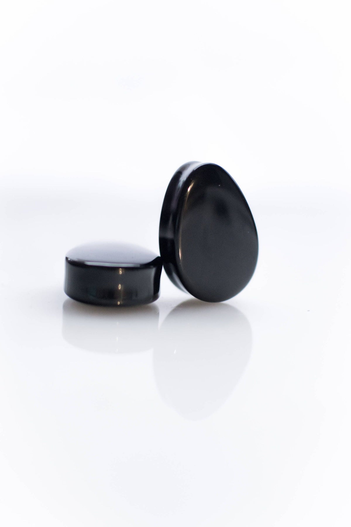 Black Onyx Teardrop Stone Plugs – Double Flared Ear Gauges