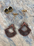 Laser-Cut Wood Magnetic Clasp Gauged Earrings