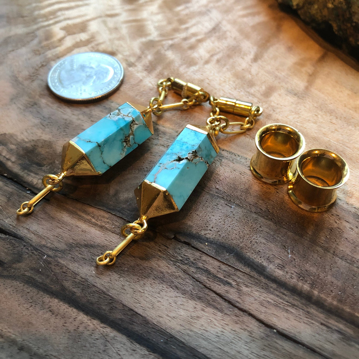 Turquoise Electroformed Magnetic Clasp Ear Hangers