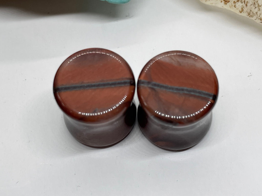 OOAK Red Tiger’s Eye Plugs – 7/16" (11mm)