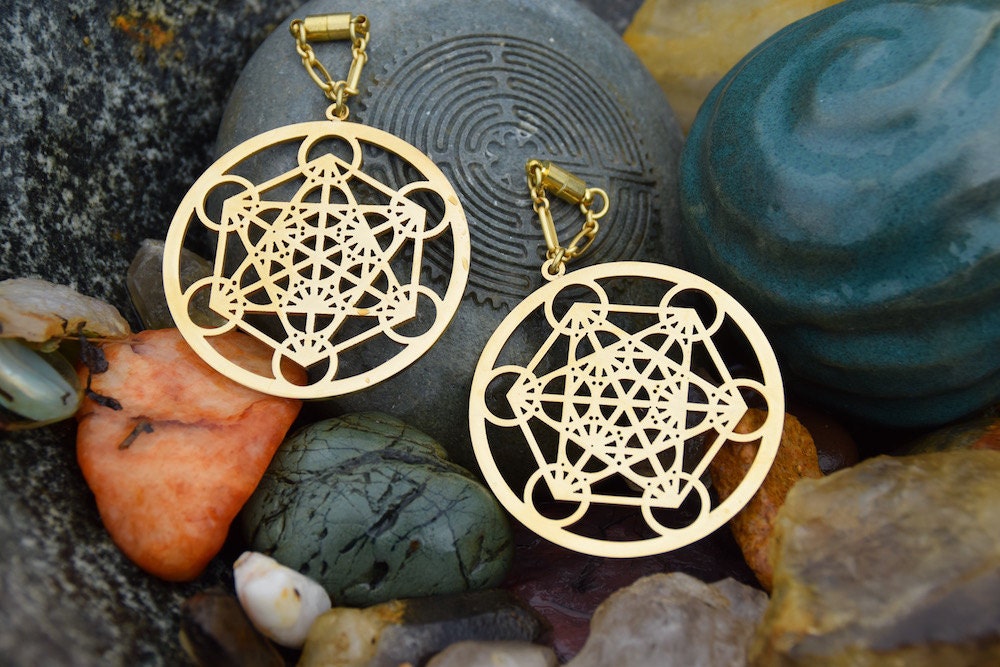 Metatron's Cube Magnetic Clasp Gauged Earrings