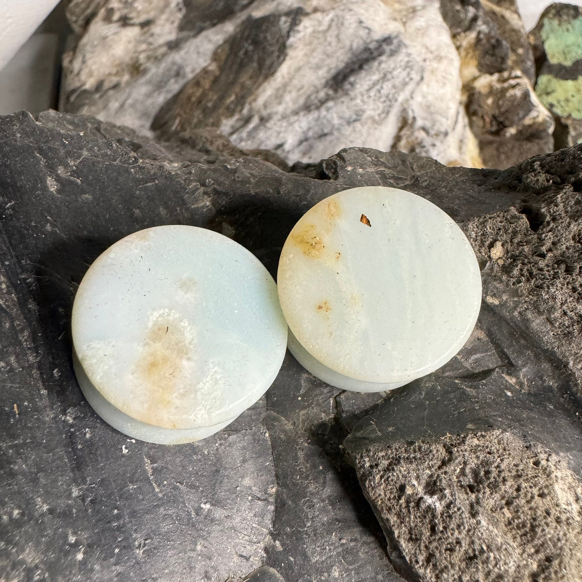 OOAK Amazonite Plugs – 7/8" (22mm) Double Flared