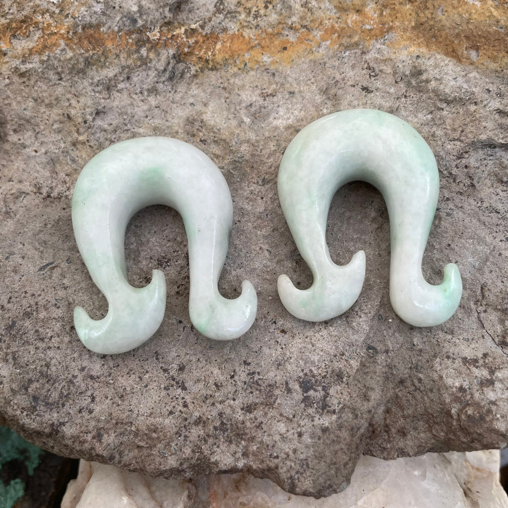OOAK Jadeite Wave Hook Earrings – 9/16" (14mm)