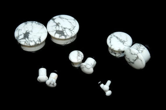 White Howlite Stone Plugs – Single Flared Gauges