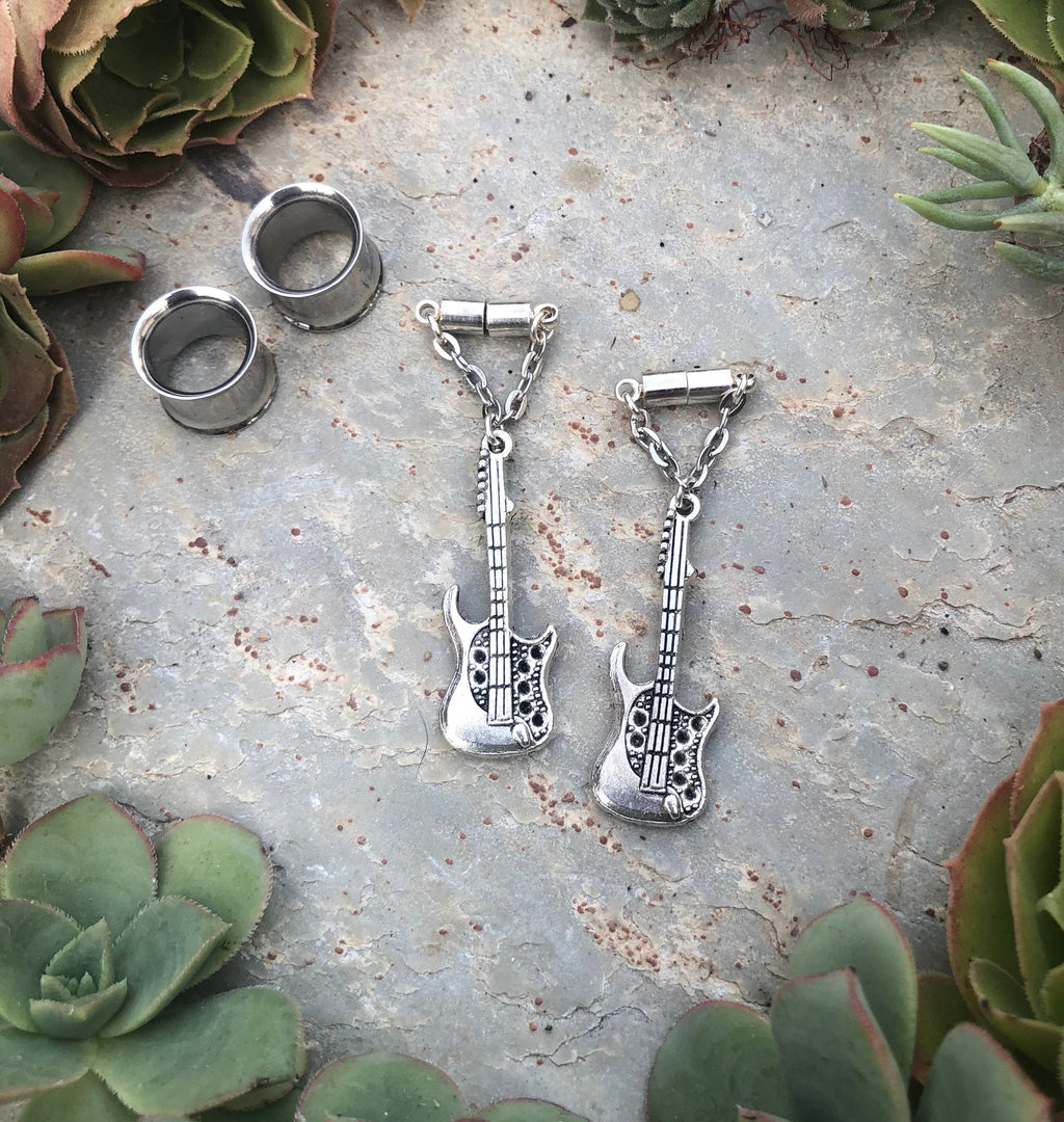 Electric Guitar Magnetic Clasp Gauged Earrings