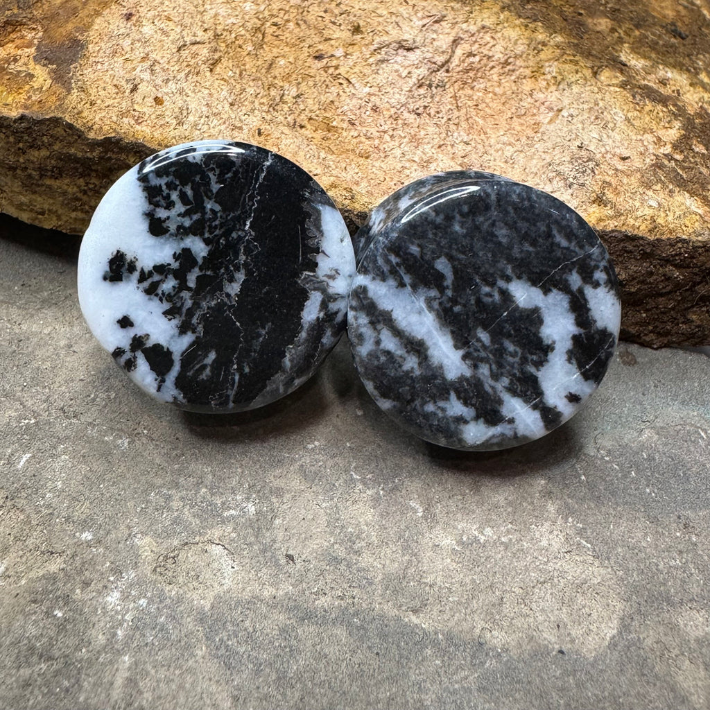 OOAK Zebra Jasper Stone Plugs – 7/8" (22mm)
