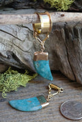 Turquoise Gold-Edged Magnetic Clasp Gauged Earrings