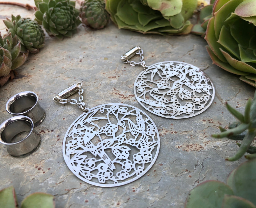 Tropical Birds Laser-Cut Magnetic Clasp Earrings