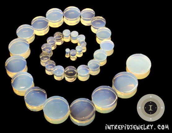 Opalite Glass Plugs – Double Flared Milky Ear Gauges