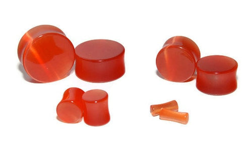 Blood Orange Cat's Eye Plugs – Double Flared Glass Gauges