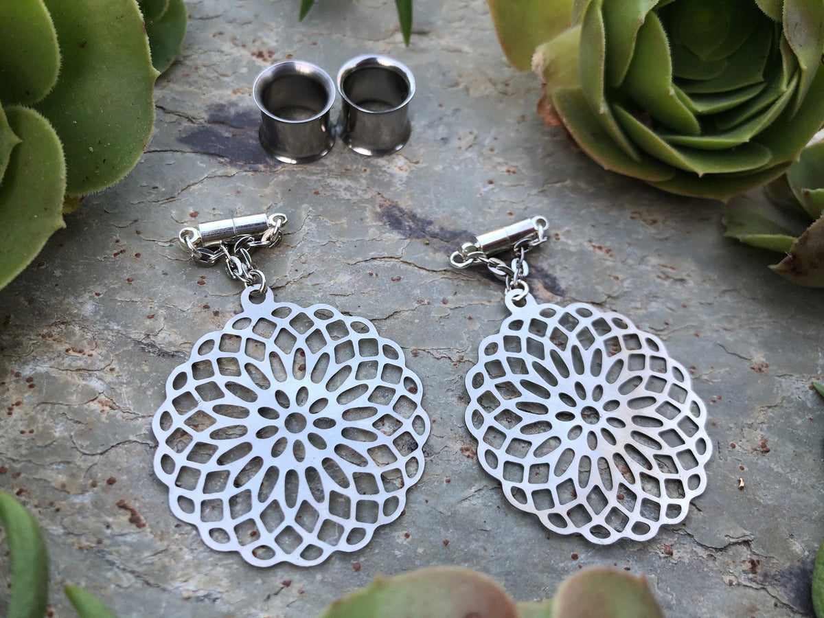 Laser-Cut Magnetic Clasp Gauged Earrings