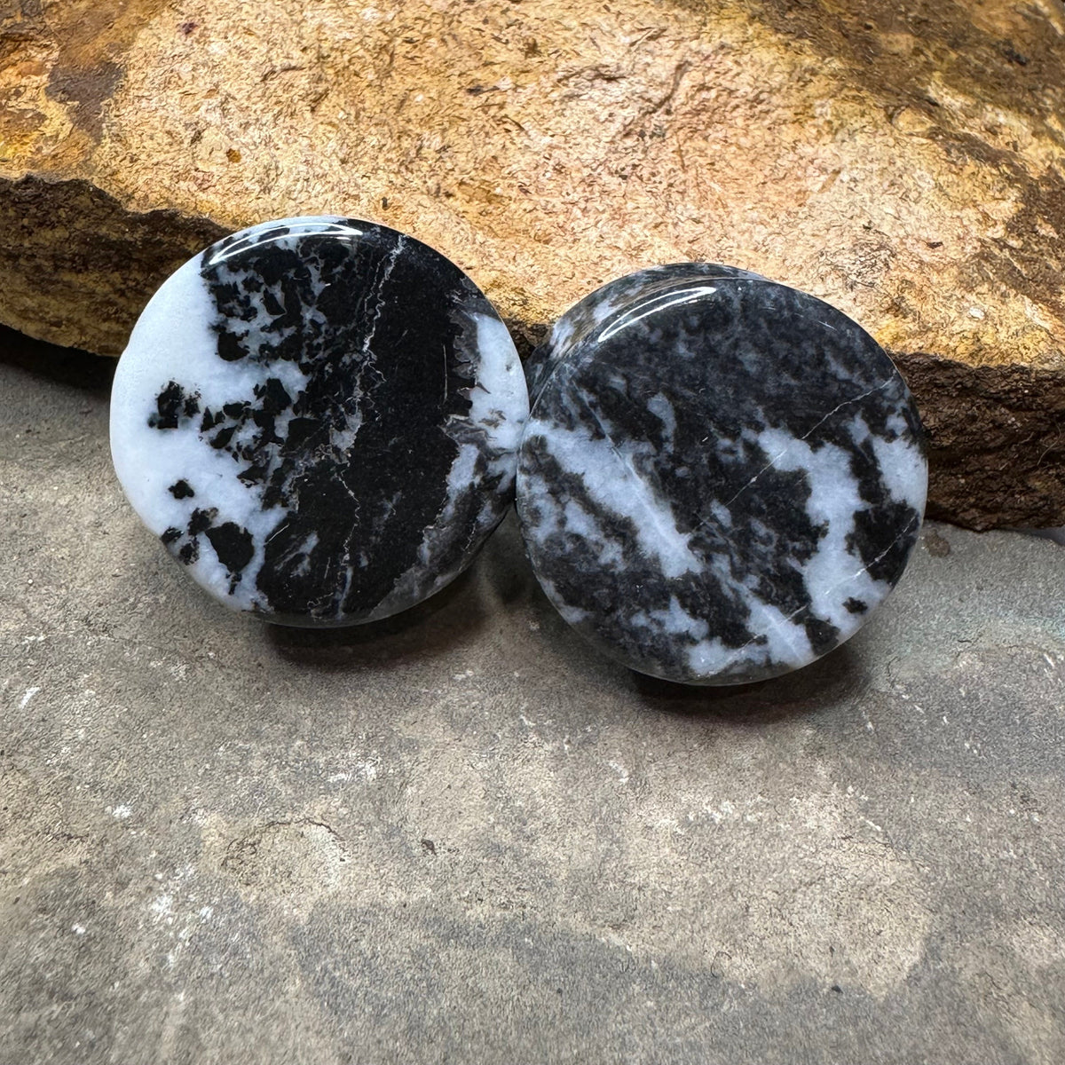 OOAK Zebra Jasper Stone Plugs – 7/8" (22mm)