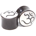 Water Buffalo Horn Om Symbol Plugs – Bone Inlay