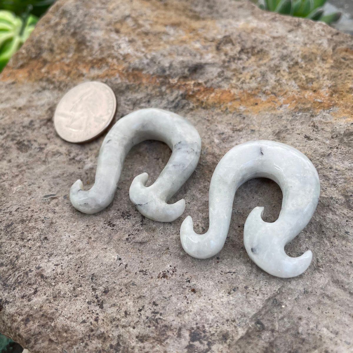 OOAK Pale Sage Jadeite Wave Hooks – 00g (9.5mm)