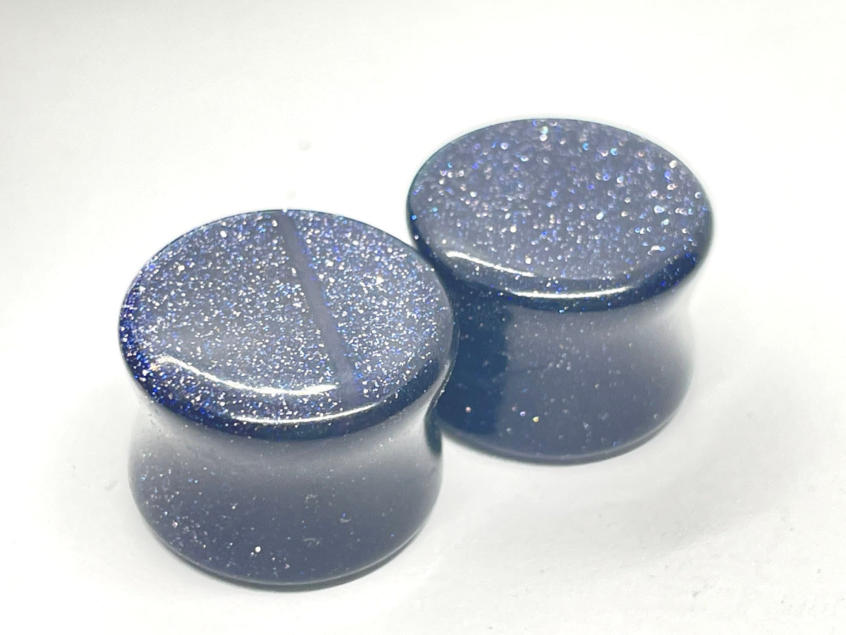 OOAK Blue Goldstone Plugs – 5/8" (16mm) Double Flared