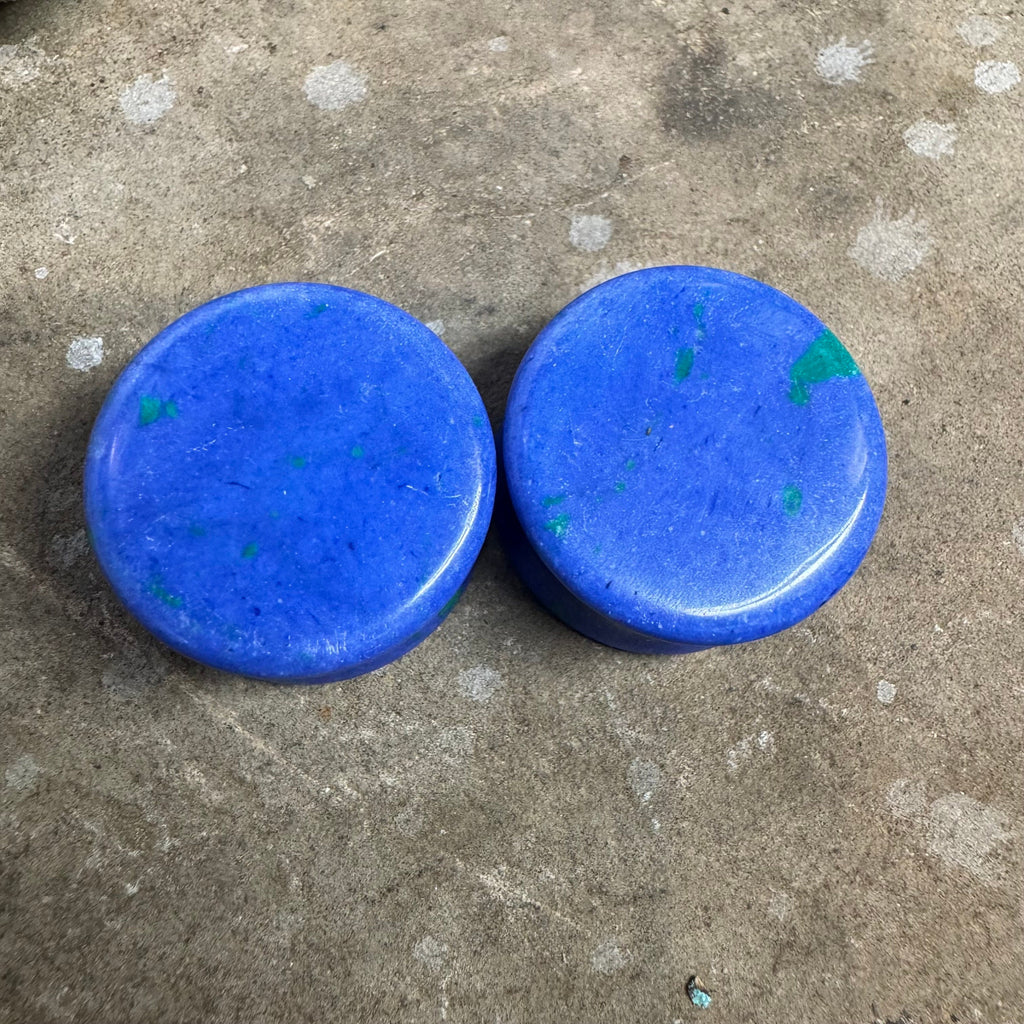 OOAK Azurite Plugs – 7/8" (22mm) Double Flared