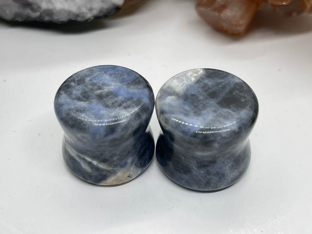 OOAK Sodalite Stone Plugs – 9/16" (14mm)