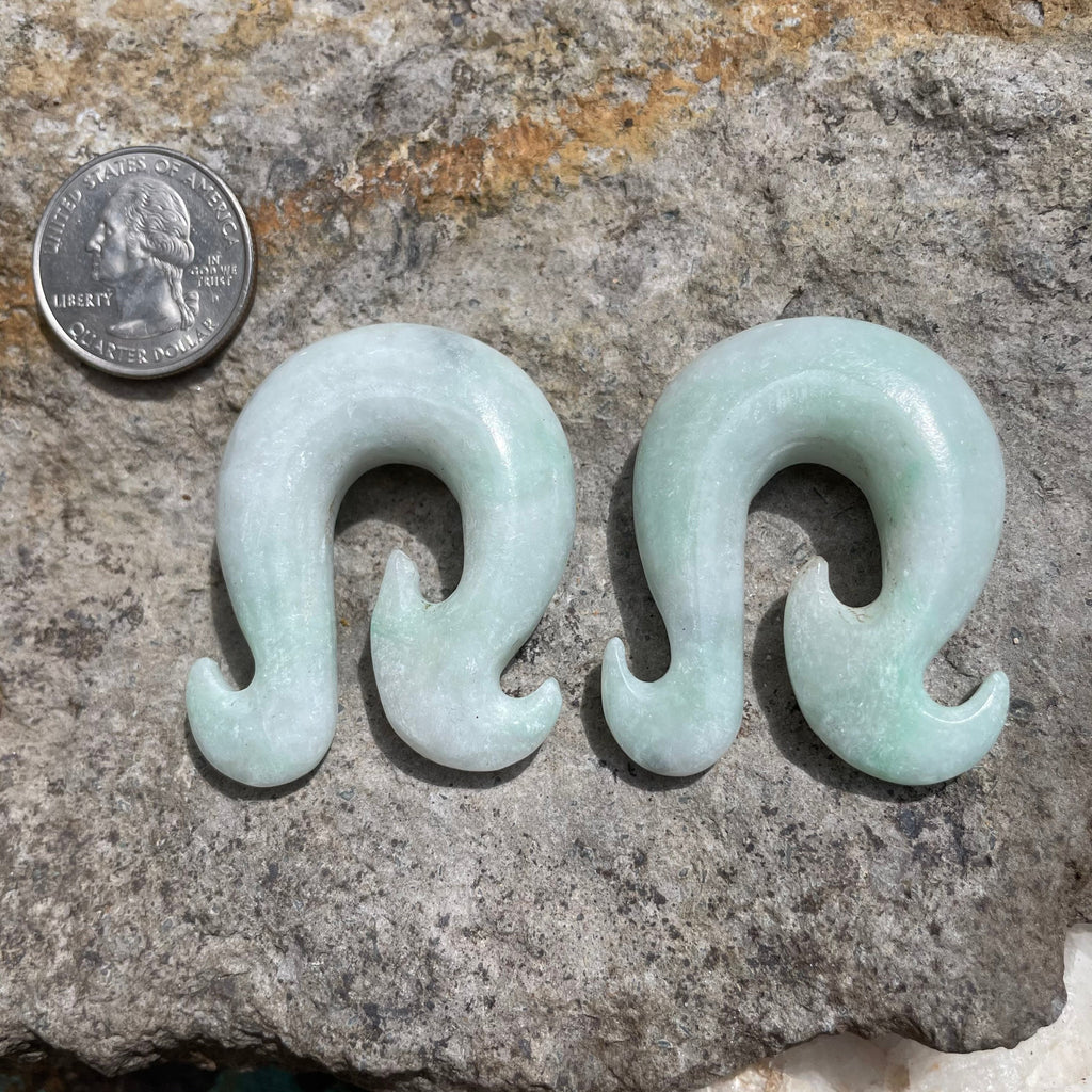 OOAK Jadeite Wave Hook Earrings – 1/2" (13mm)