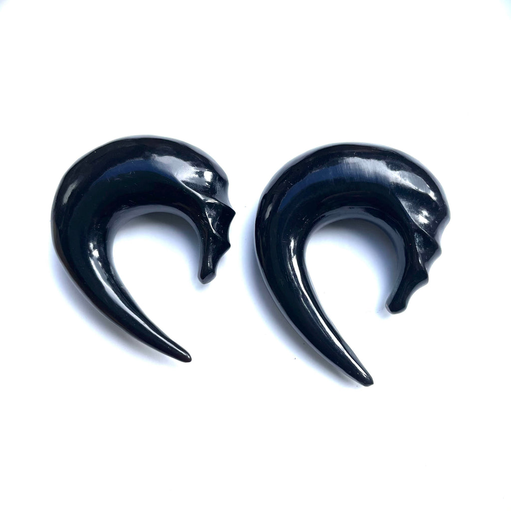 Carved Water Buffalo Horn Hanging Earrings