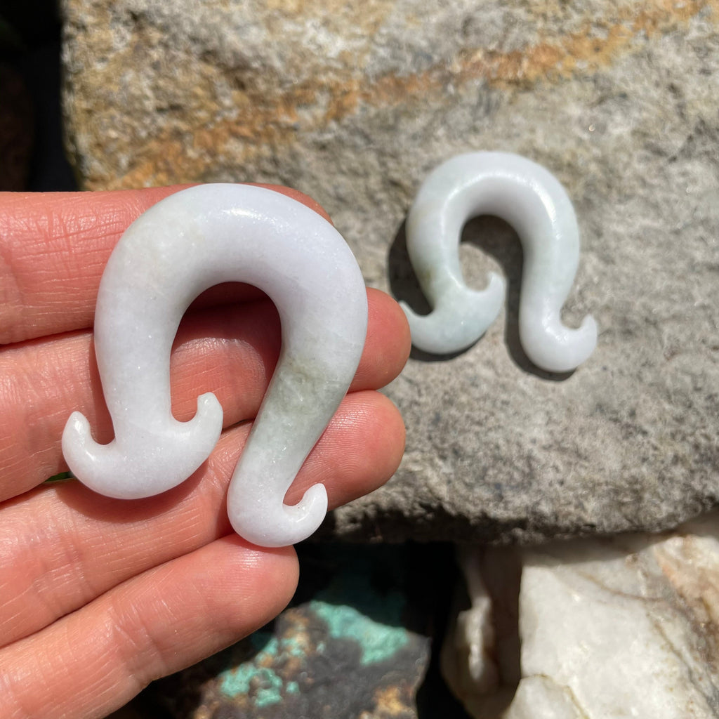 OOAK Jadeite Wave Hook Earrings – 7/16" (11mm)