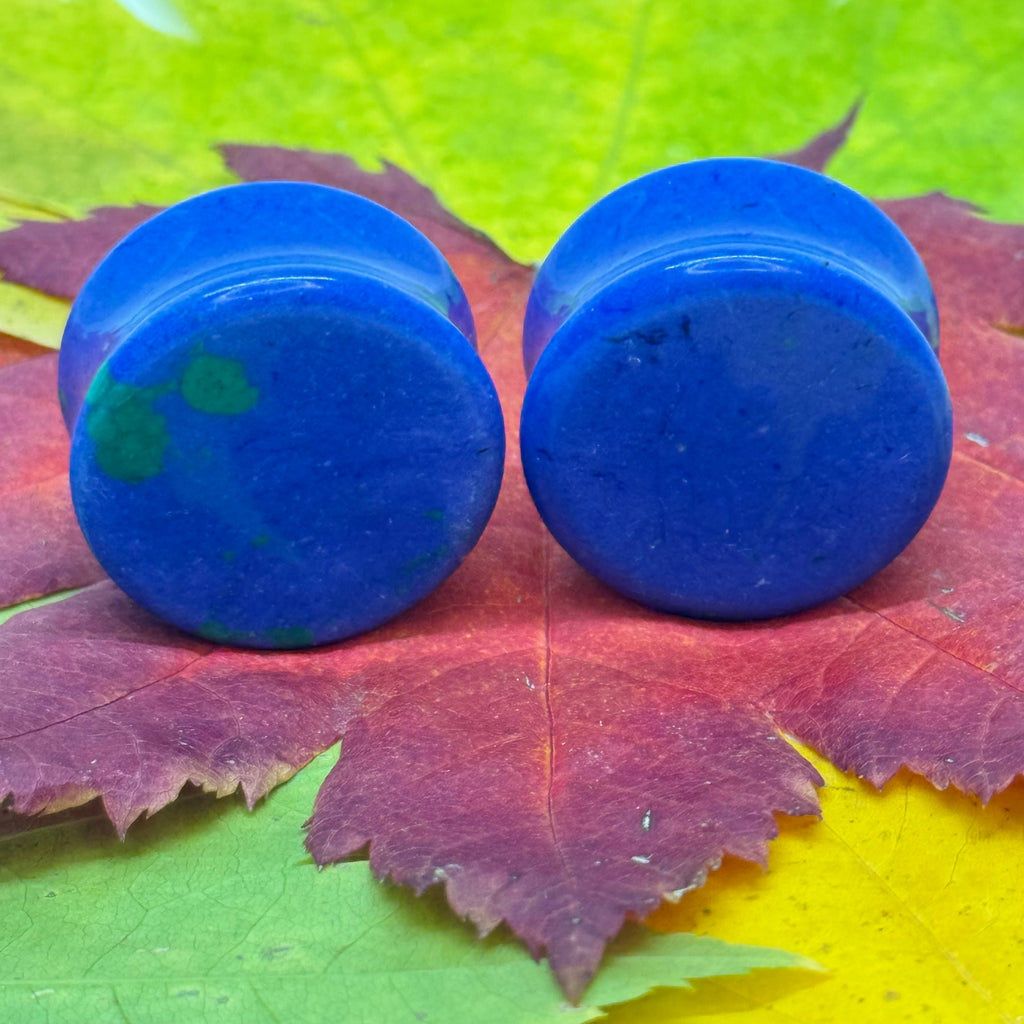 OOAK Azurite Stone Tunnels – 7/8" (22mm)