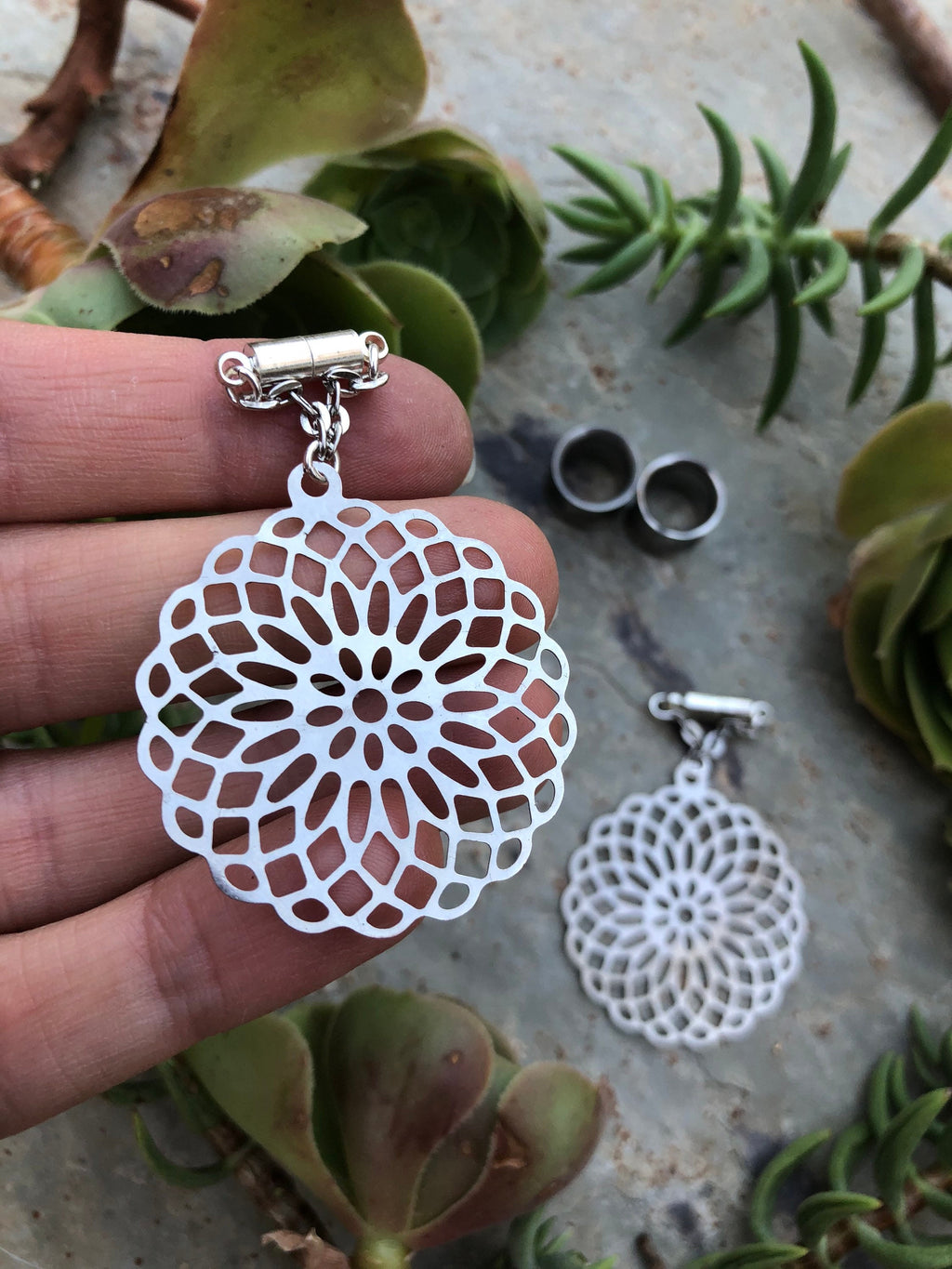 Laser-Cut Magnetic Clasp Gauged Earrings